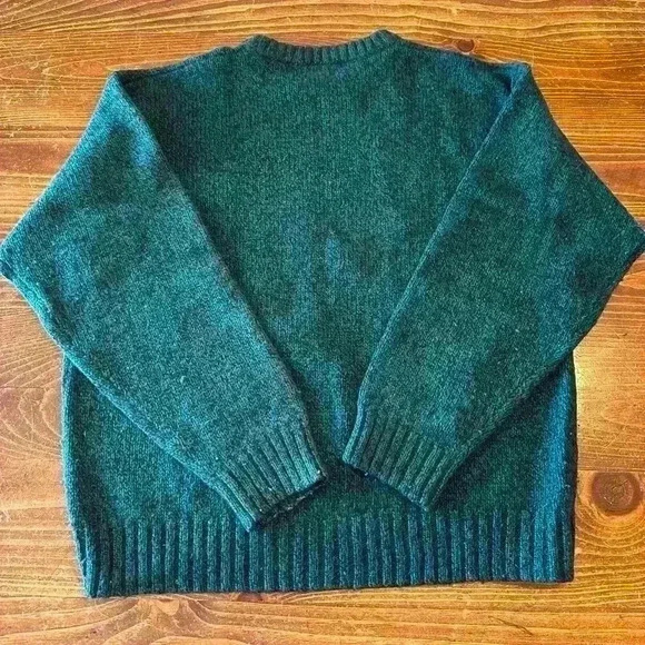 Green Vintage Eddie Bauer Wool Blend 80s Large Wool Marled Green Sweater Size L - Picture 3 of 10